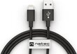 Kaapeli Natec Lightning M-> USB-A M 1,5 m musta hinta ja tiedot | Puhelinkaapelit | hobbyhall.fi