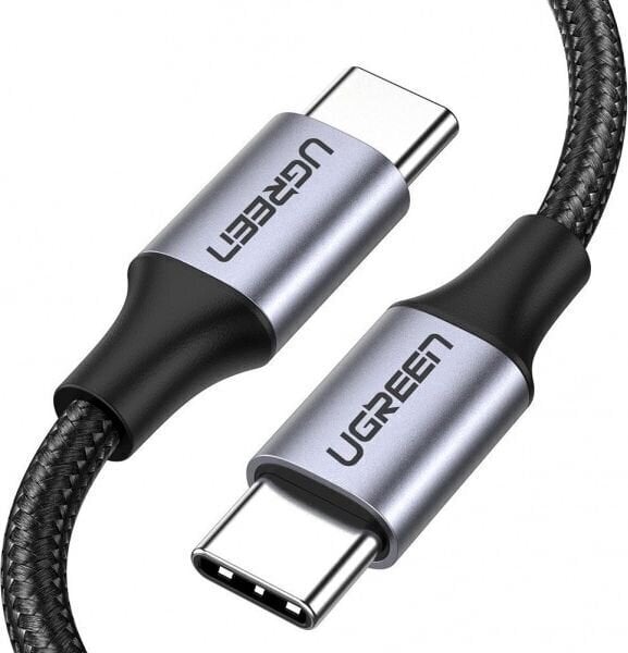 Ugreen USB Type C - USB Type C -kaapeli Pikalataus 480 Mbps 60 W 3 A 1 m musta ja harmaa (US261 50150). hinta ja tiedot | Puhelinkaapelit | hobbyhall.fi