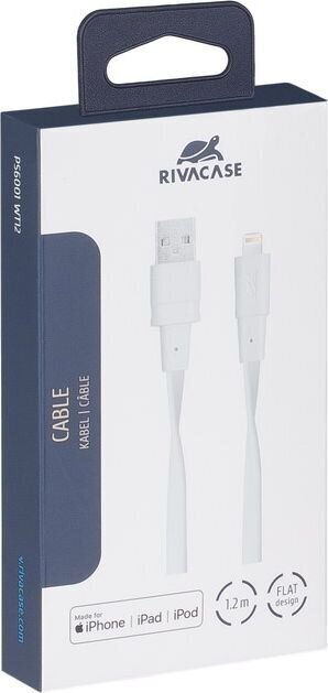 Kaapeli USB 2.0 1.2m, MFI, Applen tuotteille valkoinen, RivaCase hinta ja tiedot | Puhelinkaapelit | hobbyhall.fi