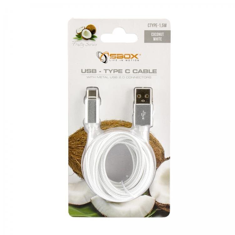 Sbox USB-TYPEC-15W, USB-Type, 1.5m hinta ja tiedot | Puhelinkaapelit | hobbyhall.fi