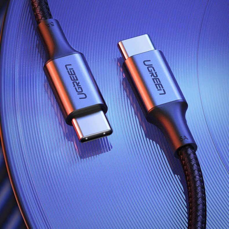 Ugreen USB Type C - USB Type C -kaapeli 5 A 100 W Power Delivery Quick Charge 3.0 FCP 480 Mbps 2 m harmaa (70429 US316). hinta ja tiedot | Puhelinkaapelit | hobbyhall.fi