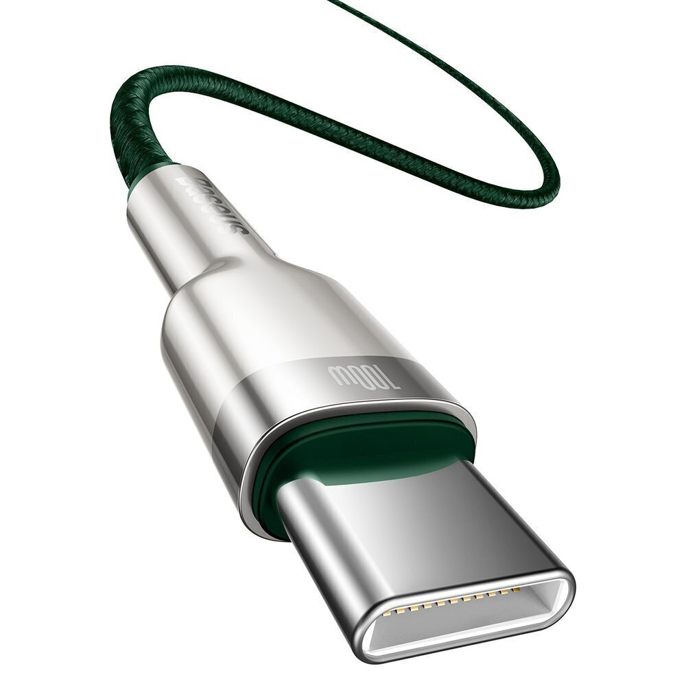 Baseus Cafule Series Metal Data USB Type C - USB Typ C Kaapeli Virtalähde 100 W (20 V / 5 A) 1 m vihreä (CATJK-C06). hinta ja tiedot | Puhelinkaapelit | hobbyhall.fi