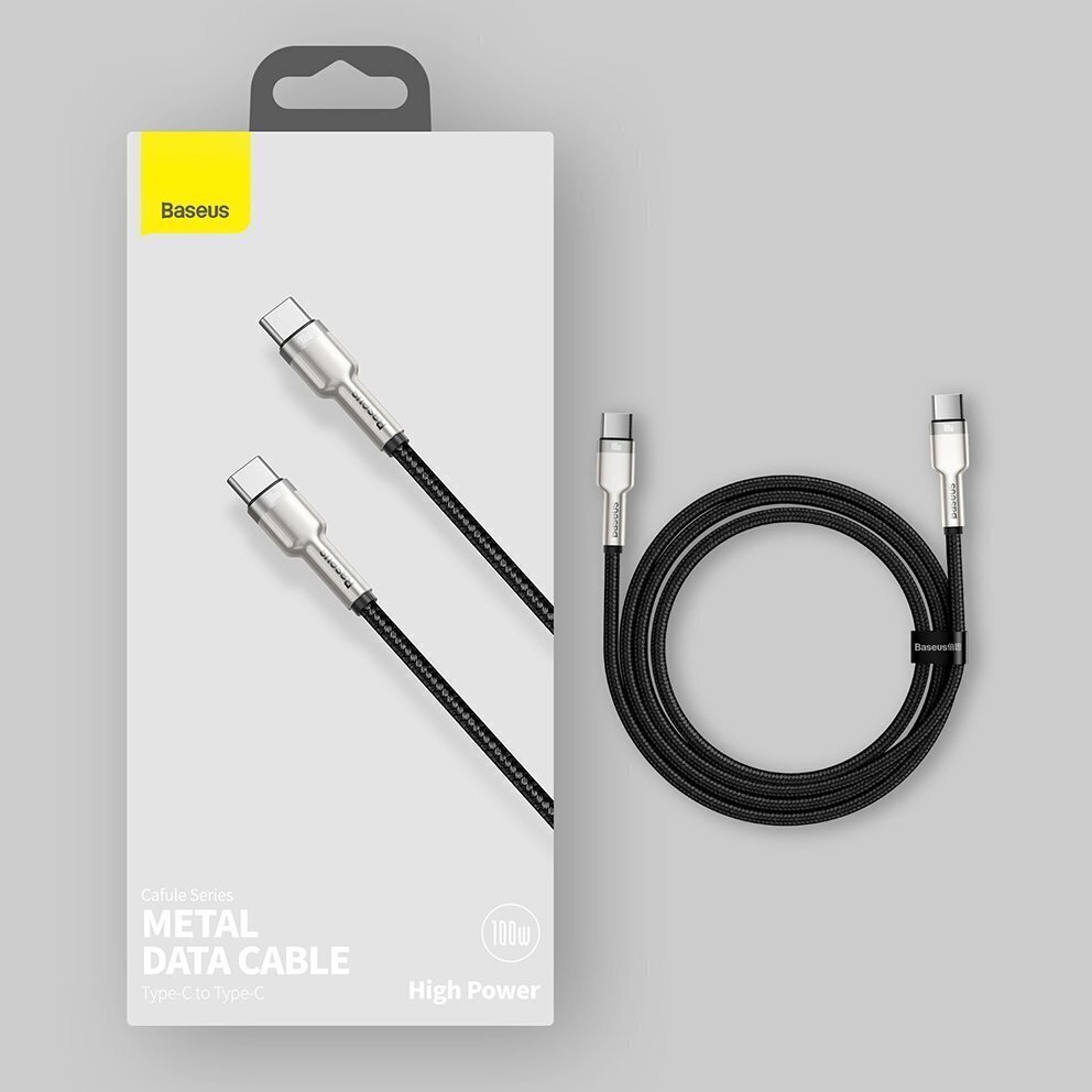 Baseus Cafule Series Metal Data USB Type C - USB Typ C Kaapeli Virtalähde 100 W (20 V / 5 A) 1 m vihreä (CATJK-C06). hinta ja tiedot | Puhelinkaapelit | hobbyhall.fi