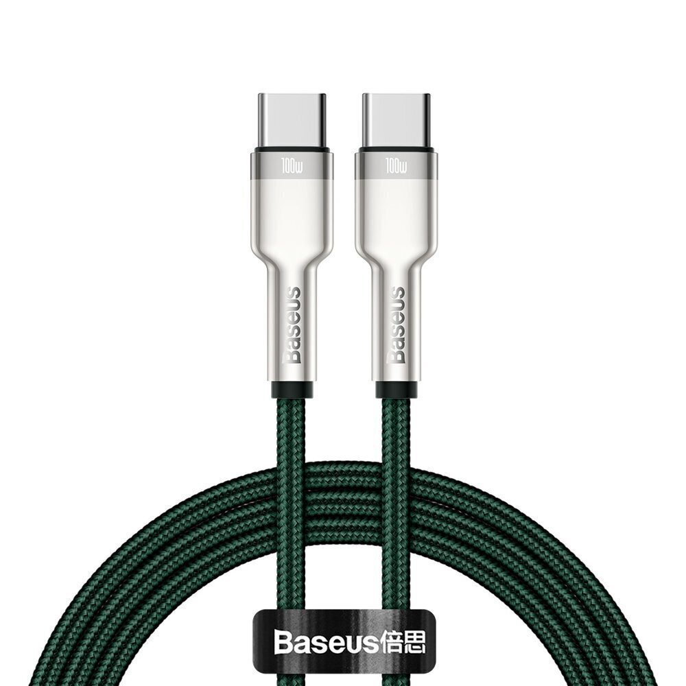 Baseus Cafule Series Metal Data USB Type C - USB Typ C Kaapeli Virtalähde 100 W (20 V / 5 A) 1 m vihreä (CATJK-C06). hinta ja tiedot | Puhelinkaapelit | hobbyhall.fi