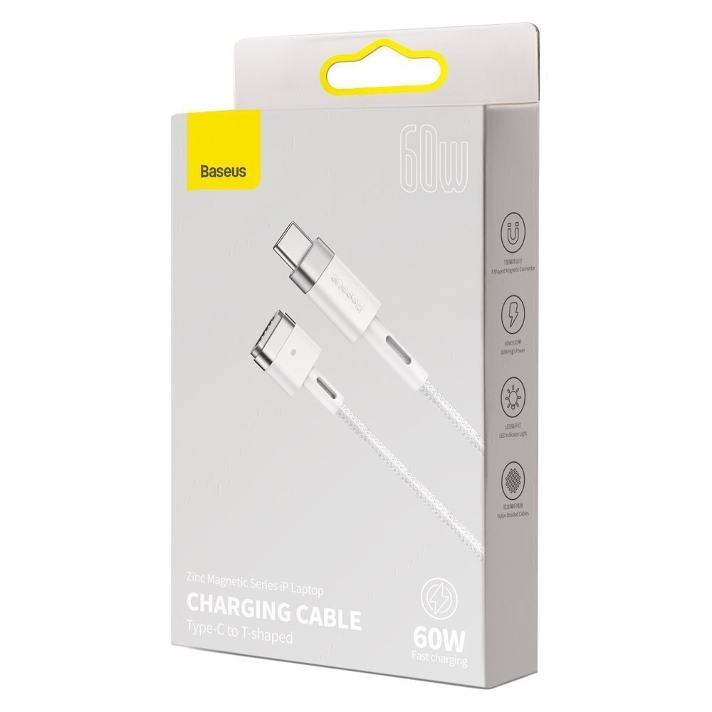 Sinkkipohjainen magneettikaapeli, USB-C, 60 W, 2 m (valkoinen) hinta ja tiedot | Puhelinkaapelit | hobbyhall.fi