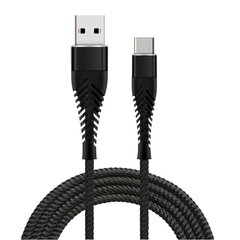 USB-A + USB-C kaapeli Fusion Fishbone 30W / 3A / 1,5m musta hinta ja tiedot | Puhelinkaapelit | hobbyhall.fi