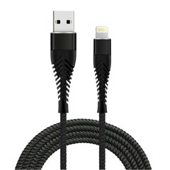 USB-A + Lightning-kaapeli Fusion Fishbone 30W / 3A / 1,5m musta hinta ja tiedot | Puhelinkaapelit | hobbyhall.fi