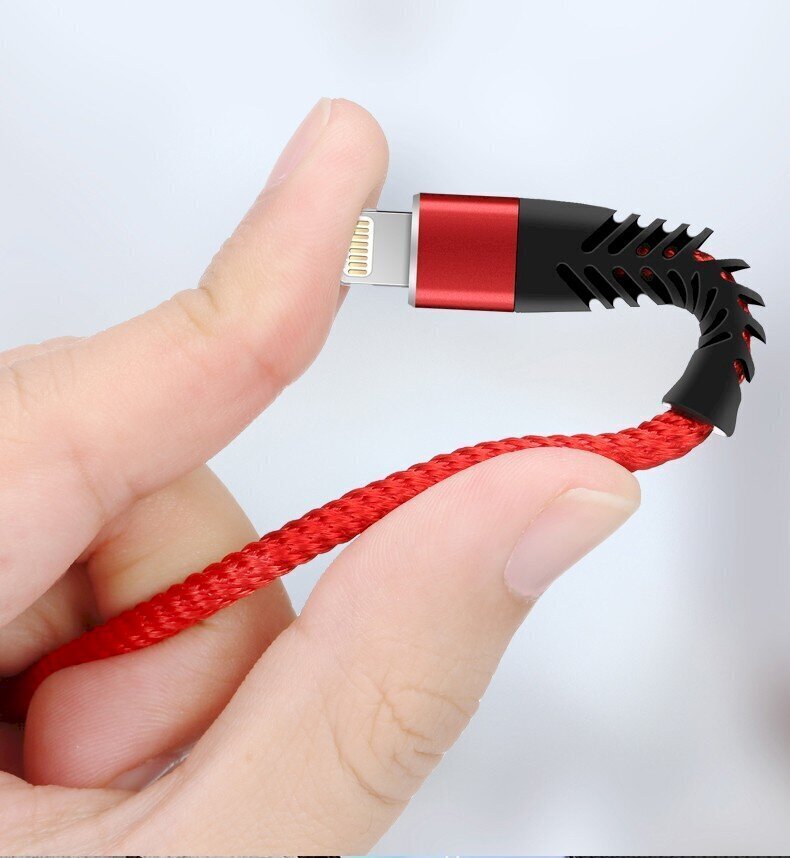 USB-A + Lightning-kaapeli Fusion Fishbone 30W / 3A / 1,5m musta hinta ja tiedot | Puhelinkaapelit | hobbyhall.fi