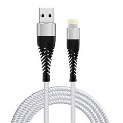 USB-A + Lightning-kaapeli Fusion Fishbone 30W / 3A / 1,5m valkoinen hinta ja tiedot | Puhelinkaapelit | hobbyhall.fi