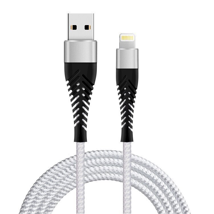 USB-A + Lightning-kaapeli Fusion Fishbone 30W / 3A / 1,5m valkoinen hinta ja tiedot | Puhelinkaapelit | hobbyhall.fi