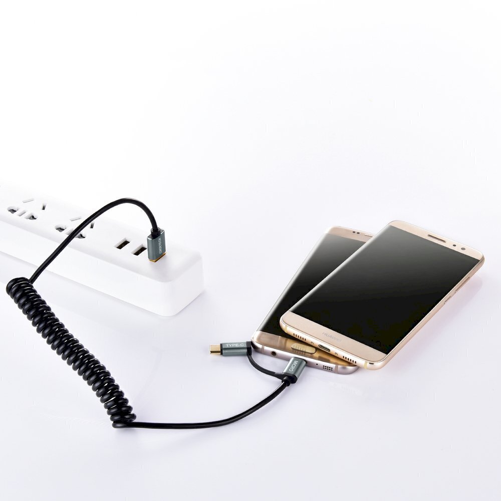 Choetech 2in1 USB - USB Type C / micro USB latausdatakaapeli 1,2m musta (XAC-0012-101BK) hinta ja tiedot | Puhelinkaapelit | hobbyhall.fi