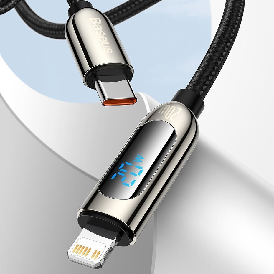 USB-C-kaapeli Lightning Base Display -näytölle, PD, 20W, 2m (musta) hinta ja tiedot | Puhelinkaapelit | hobbyhall.fi