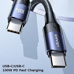 USAMS U71 USB-C - USB-C 100W PD 2m, musta hinta ja tiedot | Puhelinkaapelit | hobbyhall.fi