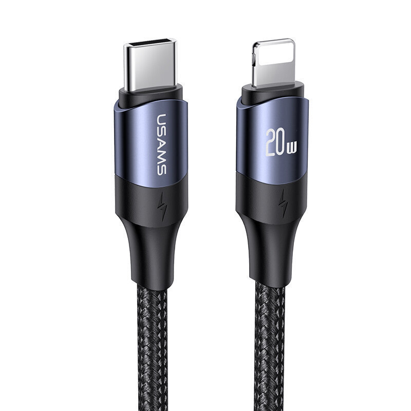 USAMS U71 USB-C - Lightning PD 1,2 m, musta hinta ja tiedot | Puhelinkaapelit | hobbyhall.fi