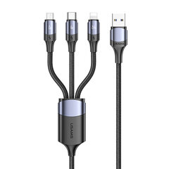 USAMS U71 3in1 USB-C, Lightning, Micro USB PD 1.2m, musta hinta ja tiedot | Puhelinkaapelit | hobbyhall.fi