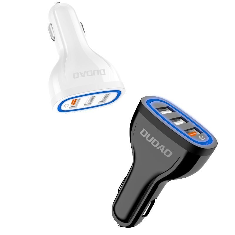 Dudao Universal Autolaturi 3x USB Quick Charge 3.0 QC3.0 2.4A 18W valkoinen (R7S White) hinta ja tiedot | Puhelimen laturit | hobbyhall.fi