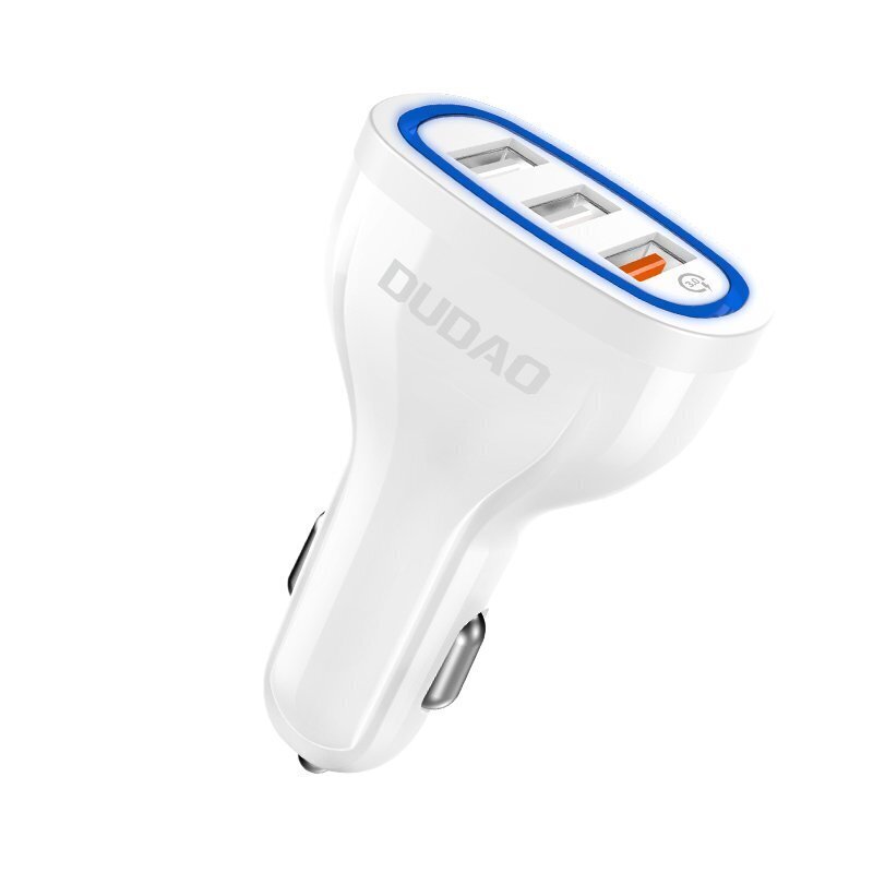 Dudao Universal Autolaturi 3x USB Quick Charge 3.0 QC3.0 2.4A 18W valkoinen (R7S White) hinta ja tiedot | Puhelimen laturit | hobbyhall.fi