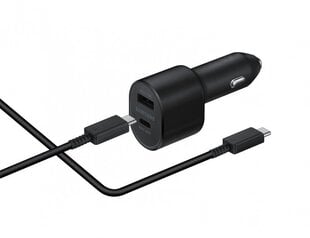 SAMSUNG DUAL CAR CHARGER (45+15W WITH TYPE C TO C CABLE) BLACK hinta ja tiedot | Samsung Puhelimet, älylaitteet ja kamerat | hobbyhall.fi