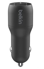 Belkin Dual USB-A Car Charger 24W BOOST hinta ja tiedot | Puhelimen laturit | hobbyhall.fi