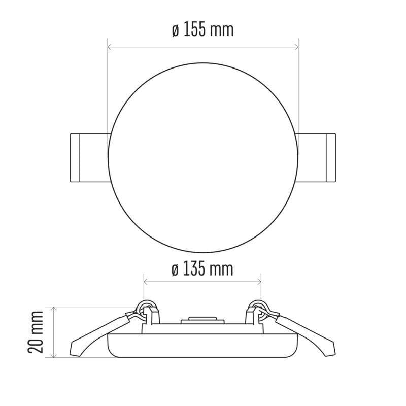 Pyöreä upotettu LED-lamppu 155 mm, valkoinen, 13W NW IP65 hinta ja tiedot | Upotettavat valaisimet ja LED-valaisimet | hobbyhall.fi