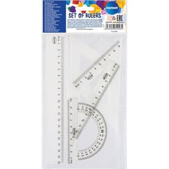 Piirustussetti: viivain 20 cm, 2 kolmikulmaa, kulmaviivain, Electronics LV-120307, läpinäkyvä, 24 kpl hinta ja tiedot | Toimistotarvikkeet | hobbyhall.fi