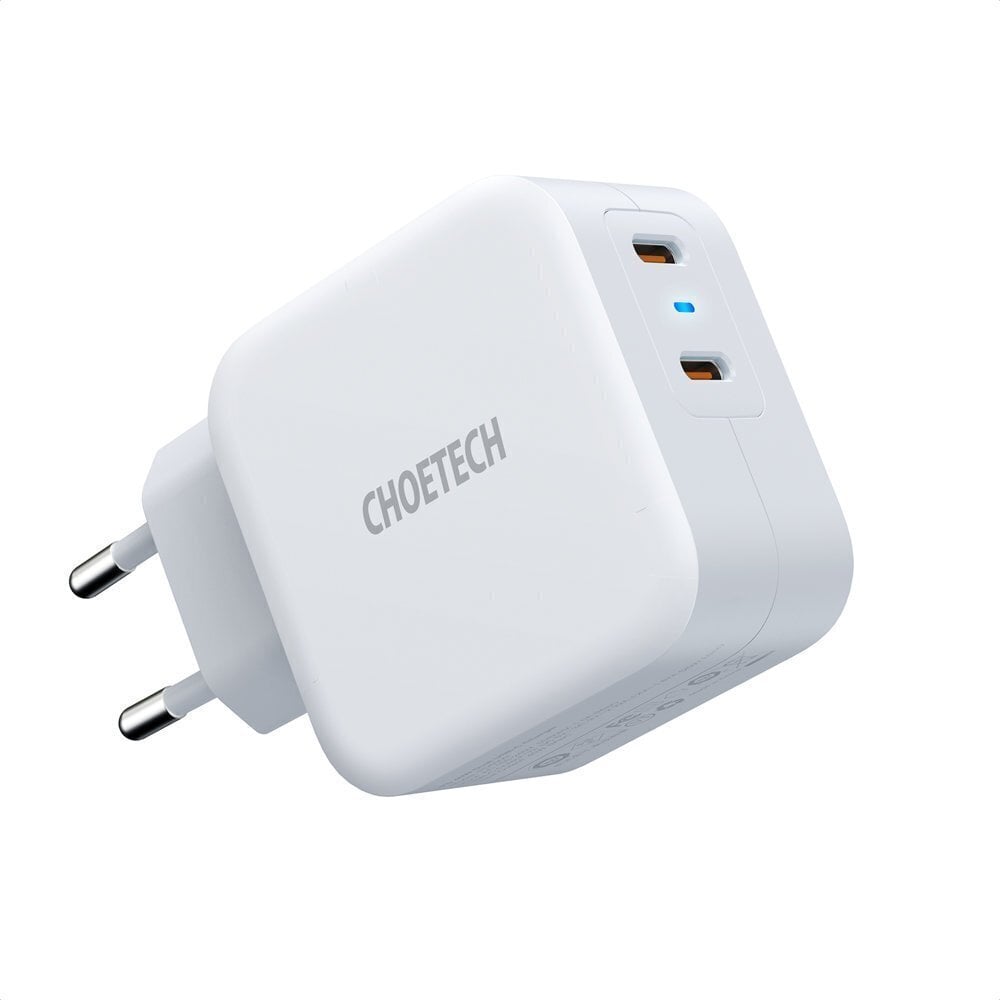 Choetech Fast Wall Laturi 2x USB Type C Virtalähde 40W 3A valkoinen (PD6009-EU) hinta ja tiedot | Puhelimen laturit | hobbyhall.fi