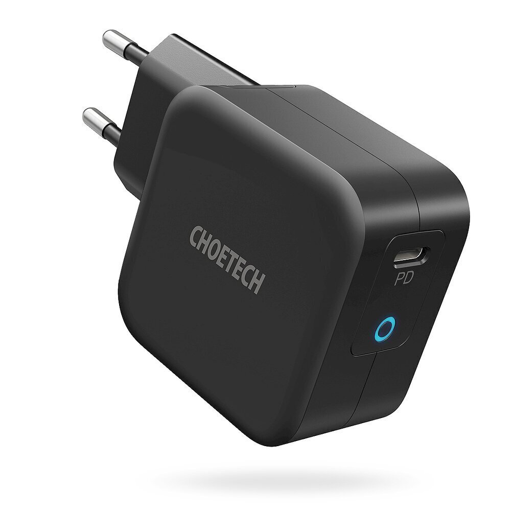 Choetech matkaseinälaturi GaN USB Type C 60W Virtalähde + USB Type C - USB Type C -kaapeli 1,8m musta (Q6006) hinta ja tiedot | Puhelimen laturit | hobbyhall.fi