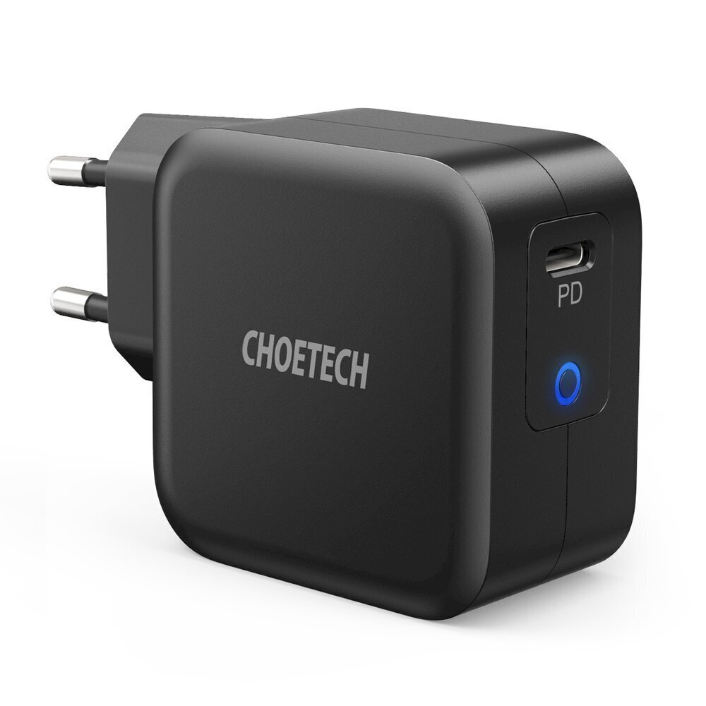 Choetech matkaseinälaturi GaN USB Type C 60W Virtalähde + USB Type C - USB Type C -kaapeli 1,8m musta (Q6006) hinta ja tiedot | Puhelimen laturit | hobbyhall.fi