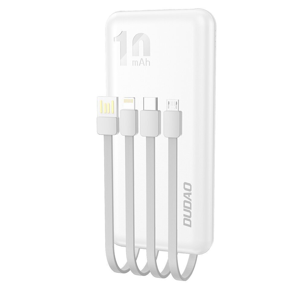 Dudao K6Pro varavirtalähde, Universal 10000mAh Power Bank USB-kaapelilla, USB Type C, Lightning white (K6Pro-white) hinta ja tiedot | Varavirtalähteet | hobbyhall.fi