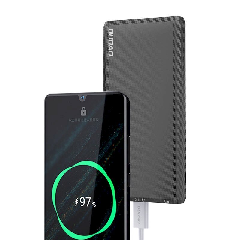 Dudao Power Bank 10000mAh 18W Quick Charge Power Delivery 2x USB / 1x USB Type C valkoinen (K12PQ_W). hinta ja tiedot | Varavirtalähteet | hobbyhall.fi