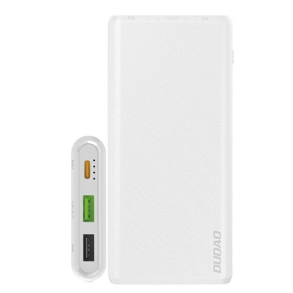 Dudao Power Bank 10000mAh 18W Quick Charge Power Delivery 2x USB / 1x USB Type C valkoinen (K12PQ_W).