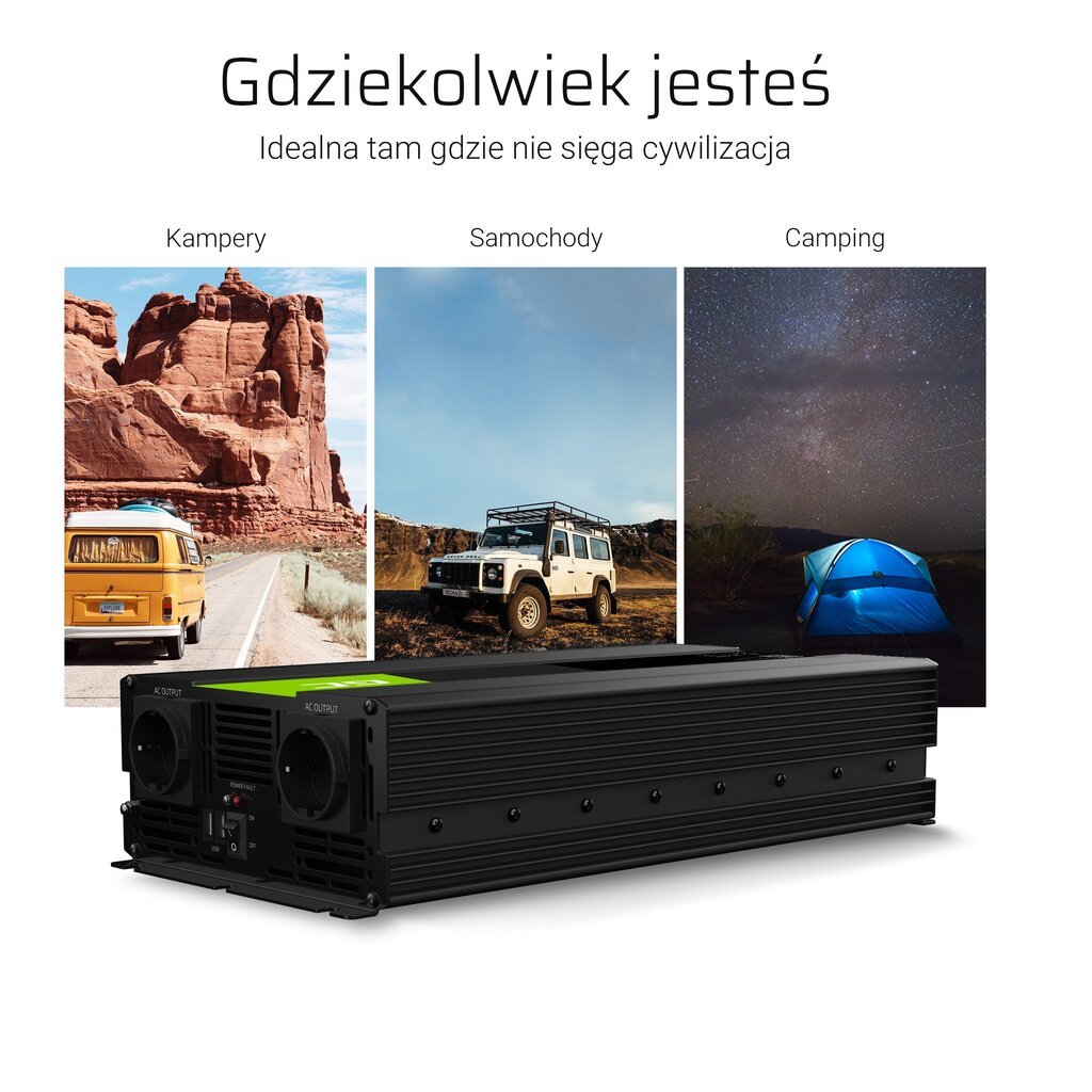 Green Cell Power Inverter 24V - 230V 2000W/4000W puhdas siniaalto hinta ja tiedot | Aggregaatit | hobbyhall.fi