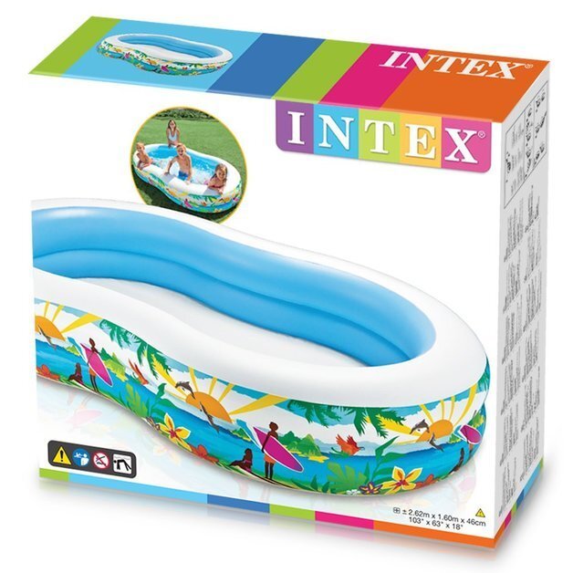 Puhallettava uima-allas Intex Swim Center Seashore, 262 x 160 x 46 cm hinta ja tiedot | Uima-altaat | hobbyhall.fi