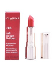 Clarins Joli Rouge Brilliant huulipuna 3,5 g, 742S Joli Rouge hinta ja tiedot | Huulipunat, huulikiillot ja huulirasvat | hobbyhall.fi