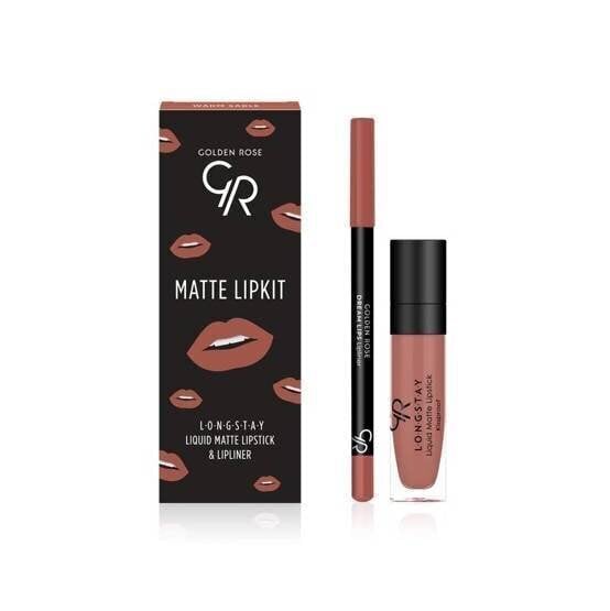 Huulimeikkisarja Golden Rose Longstay matte Lipkit Warm Nude: matta nestemäinen huulipuna Longstay Liquid Matte Nr 16 5,5 g + huultenrajauskynä Dream Lips Liner Nr 531 1,6 g hinta ja tiedot | Huulipunat, huulikiillot ja huulirasvat | hobbyhall.fi