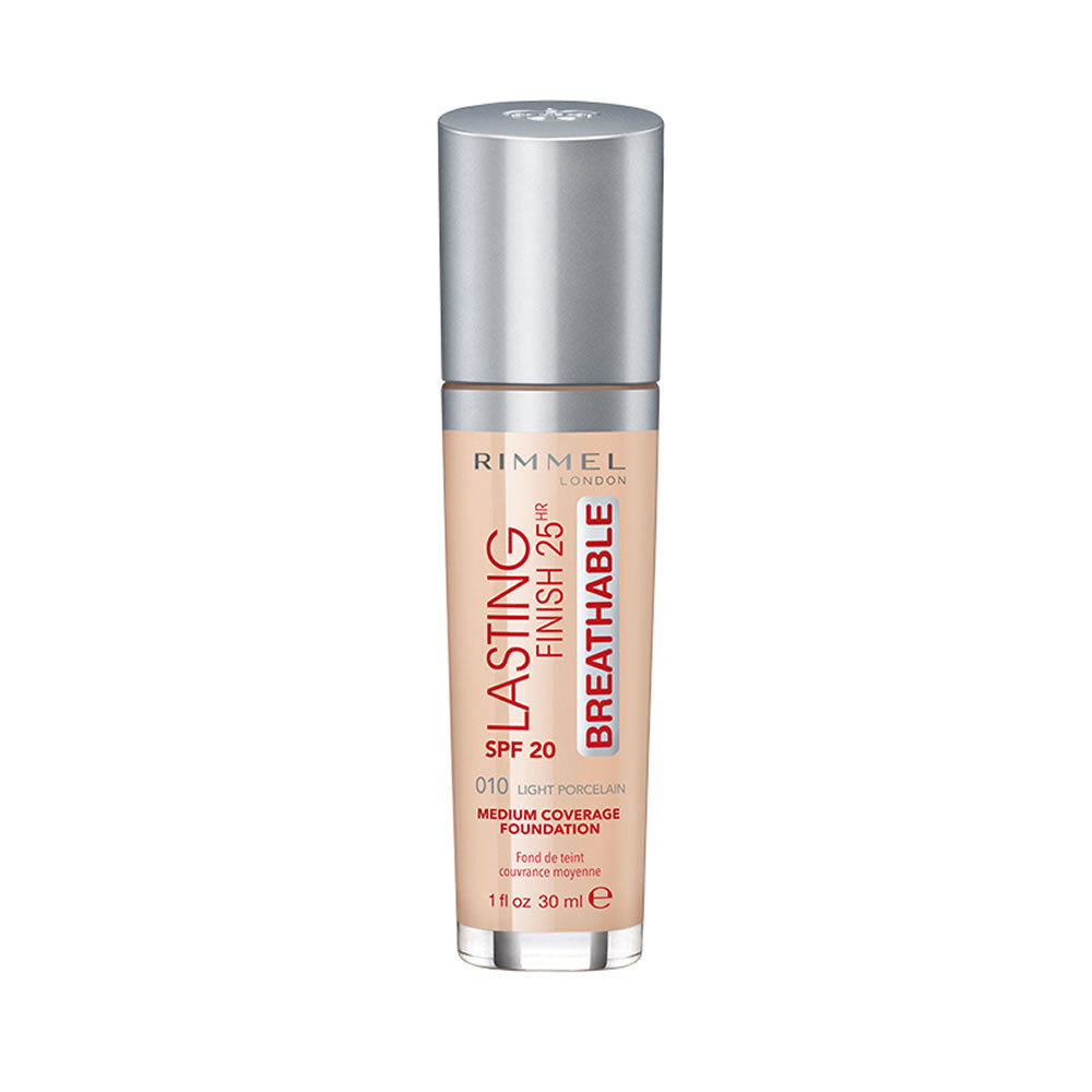 Rimmel London Lasting Finish Breathable meikkituote 30 ml, 010 Light Porcelain hinta ja tiedot | Meikkivoiteet ja puuterit | hobbyhall.fi