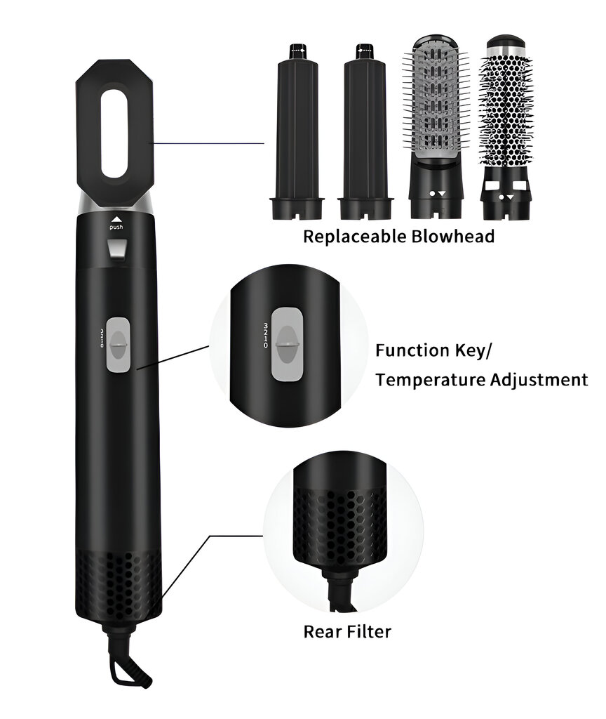 Hiustenkuivaaja 5in1 Livman WT-168 hinta ja tiedot | Suoristusraudat ja kihartimet | hobbyhall.fi