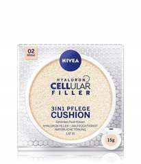 Nivea Hyaluron CELLular Filler 3in1 Care Cushion meikkivoide 15 g, 02 Medium hinta ja tiedot | Meikkivoiteet ja puuterit | hobbyhall.fi
