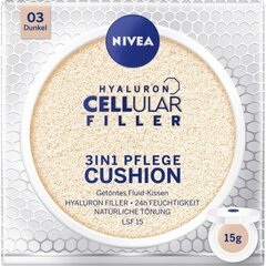 Nivea Hyaluron CELLular Filler 3in1 Care Cushion meikkivoide 15 g, 03 Dark hinta ja tiedot | Nivea Meikit | hobbyhall.fi