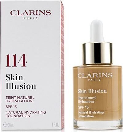 Clarins Skin Illusion Natural kosteuttava meikkivoide SPF 15 114 Cappuccino, 30 ml hinta ja tiedot | Meikkivoiteet ja puuterit | hobbyhall.fi
