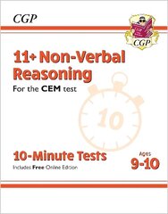 11plus CEM 10-Minute Tests: Non-Verbal Reasoning - Ages 9-10 (with Online Edition) hinta ja tiedot | Lasten tietokirjat | hobbyhall.fi