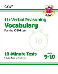 11plus CEM 10-Minute Tests: Verbal Reasoning Vocabulary - Ages 9-10 (with Online Edition) hinta ja tiedot | Lasten tietokirjat | hobbyhall.fi