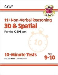 11plus CEM 10-Minute Tests: Non-Verbal Reasoning 3D & Spatial - Ages 9-10 (with Online Edition) hinta ja tiedot | Lasten tietokirjat | hobbyhall.fi