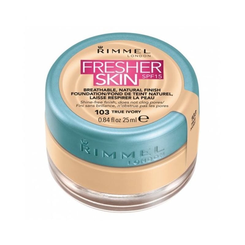 Rimmel London Fresher Skin meikkivoide 25 ml, 103 True Ivory hinta ja tiedot | Meikkivoiteet ja puuterit | hobbyhall.fi