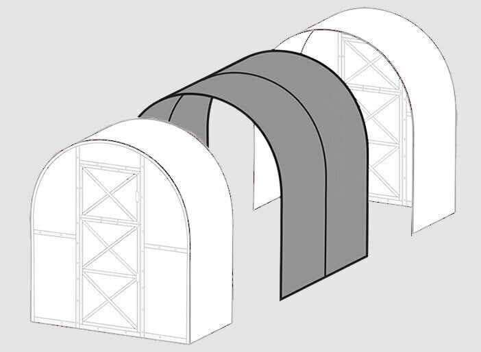 Kaarevan kasvihuoneen laajennus Kerttu 3x2 m hinta ja tiedot | Kasvihuoneet | hobbyhall.fi