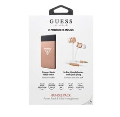 Guess GUBPERPBTRG Premium universalios ausinės su mikrofonu + 4000 mAh išorinė baterija, Rožinė hinta ja tiedot | Kuulokkeet | hobbyhall.fi