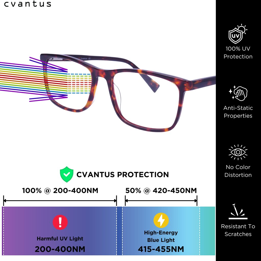 Sinistä valoa suojaavat tietokonelasit miehille ja naisille Cvantus SOEC100 C2, Tortoiseshell hinta ja tiedot | Silmälasit | hobbyhall.fi