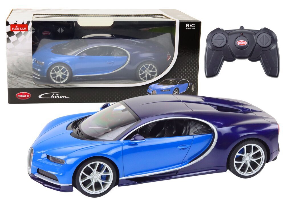 Bugatti Veyron Chiron 1:14 kauko-ohjattava auto, sininen hinta ja tiedot | Poikien lelut | hobbyhall.fi