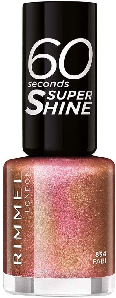 Rimmel London 60 Seconds Super Shine kynsilakka 8 ml, 834 Fab! hinta ja tiedot | Kynsilakat ja kynsienhoitotuotteet | hobbyhall.fi