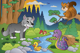 fototapets - Forest animals hinta ja tiedot | Lastenhuoneen valokuvatapetit | hobbyhall.fi